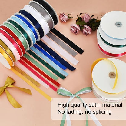 TONIFUL 5/8 Inch x 100yds Black Satin Ribbon Thin Solid Frabic Ribbons - Image 3