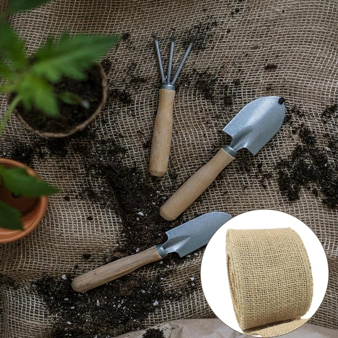 3" Wide Natural Burlap Fabric Roll - Image 5