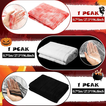 Boao Halloween Cheese cloth 85 x 197 Inch White Black and Bloody Cheesecloth - Image 2
