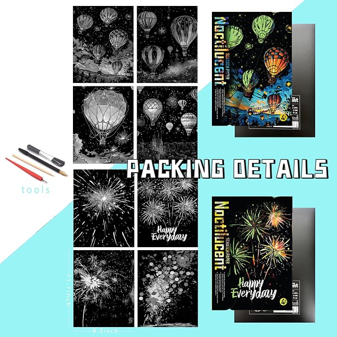 Scratch Paper Art for Adults-Glow in The Dark Scratch Painting Craft Kit|DIY - Image 2