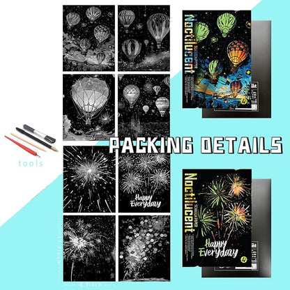 Scratch Paper Art for Adults-Glow in The Dark Scratch Painting Craft Kit|DIY - Image 2