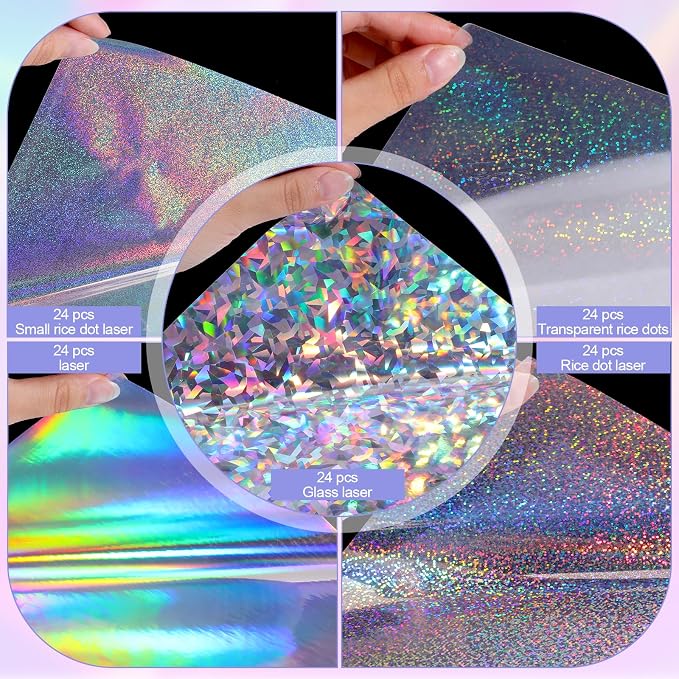 120 Sheets Holographic Sticker Paper, Vinyl Waterproof Laminating Sheets - Image 3
