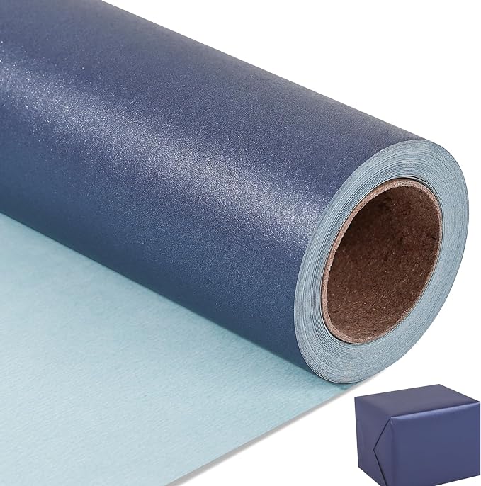 NESCCI Dark Blue Matte Wrapping Paper, Solid Color Pearly-Lustre Paper by NESCCI