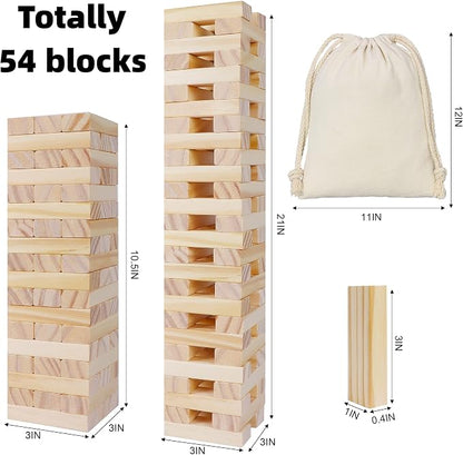 Glintoper Tic Tac Toe & Tumble Tower Blocks Tables Game Set, Classic Wood - Image 2
