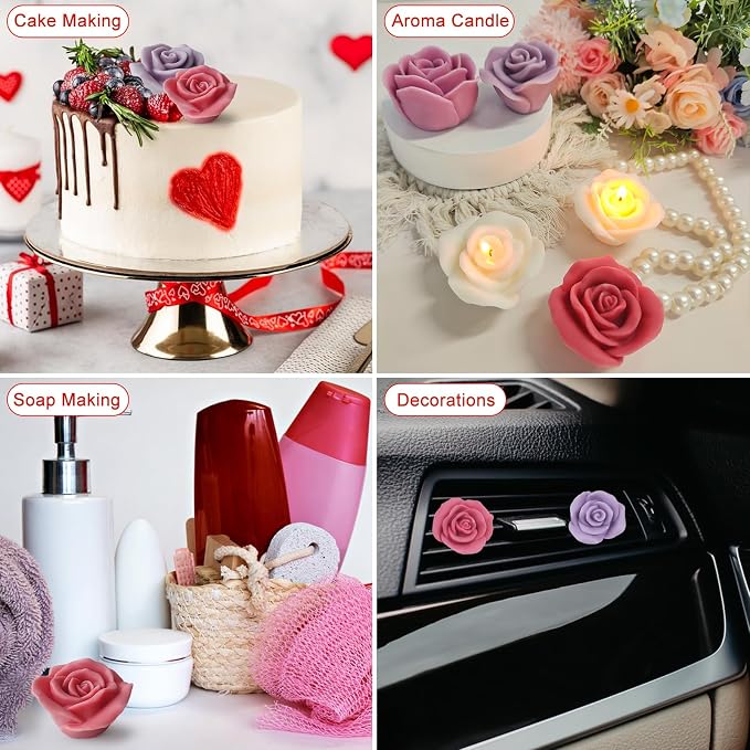 JDH 3 PCS Rose Flower Molds Flower Silicone Candle Mold Candle molds - Image 5