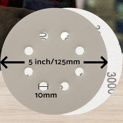 5 inch Wet Dry Sanding Discs Hook & Loop 54 pcs, 80 120 180 220 400 600 1000 - Image 2
