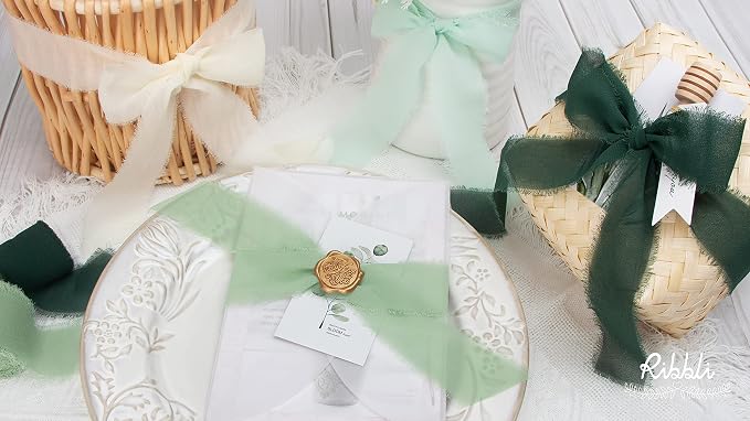 Ribbli Forest Green Chiffon Silk Ribbon, 1.5 Inch x 30 Yard - Image 6