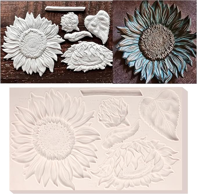 Oversized Sunflower Silicone Mold Leaves Cake Decoration Fondant Mold by ICOCONG