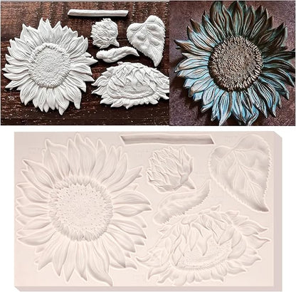 Oversized Sunflower Silicone Mold Leaves Cake Decoration Fondant Mold by ICOCONG