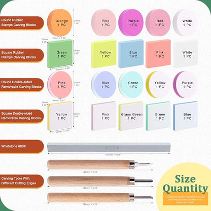 Keadic 24 Pieces Block Printing Starter Tool Kit, Rubber Stamps Making Set - Image 2