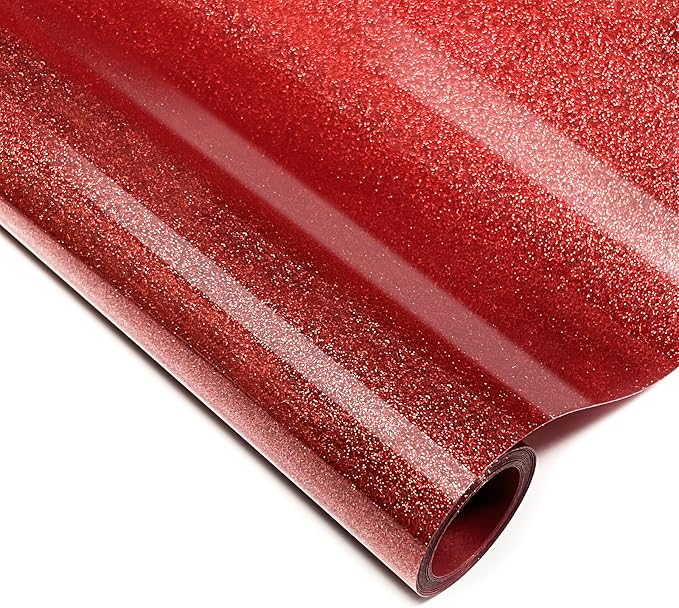 Red Glitter HTV Heat Transfer Vinyl, by Unknown