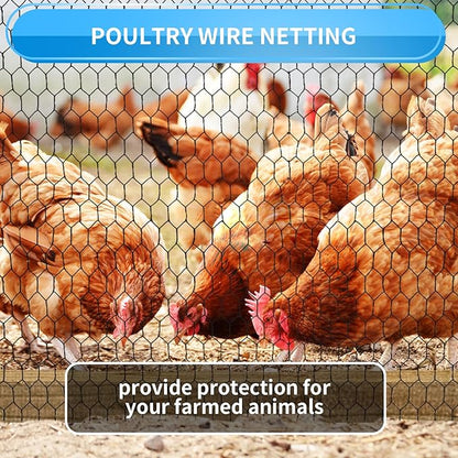 60'' x 150' Black Chicken Wire Mesh Fence, 20 Gauge Galvanized Poultry Netting - Image 5
