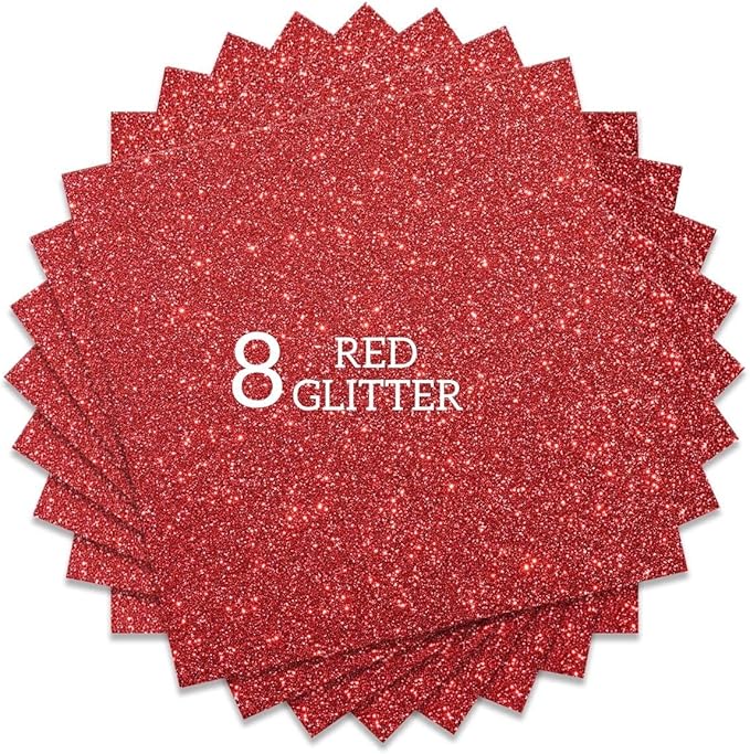Red Glitter HTV Heat Transfer Vinyl Bundle 8 sheets-12 x12 Iron on Vinyl by CREATINGISFULFILLING