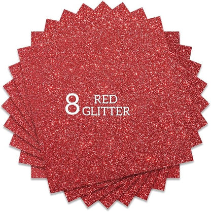 Red Glitter HTV Heat Transfer Vinyl Bundle 8 sheets-12 x12 Iron on Vinyl by CREATINGISFULFILLING
