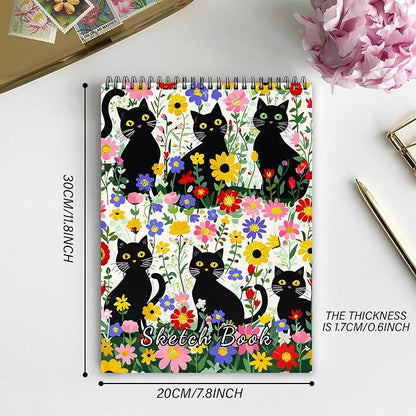 Cabreche Cute Sketchbook Top Spiral Bound Sketch Pad, 9 x 12 inch, 100GSM Thick - Image 2