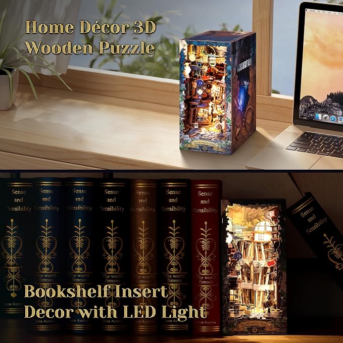 3D Wood Puzzle Book Nook Kit, DIY Magical Miniature Dollhouse - Image 5