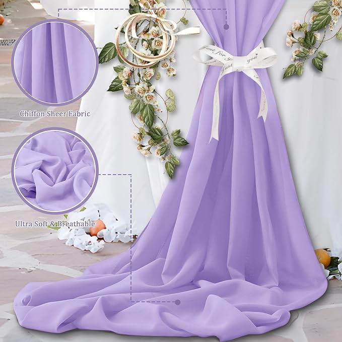 Horbaunal Lavender Chiffon Fabric by The Yard, 10 Yard Continuous Sheer Fabric - Image 3