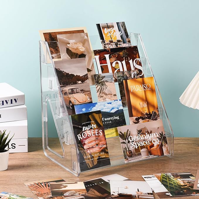Upgraded 5 Tier Acrylic Card Display Stand, Sports Cards, Stickers & Brochures - Image 4