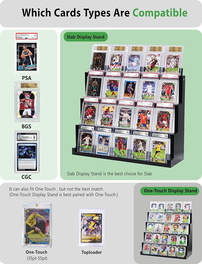 4-Tier Card Display Stand, Wooden Trading Card Display Case - Image 3