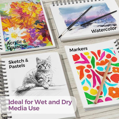 Funto Watercolor Pad 5.5x8.5, 3 Pack, 90 Sheets, 140lb/300gsm, Double-Sided - Image 5