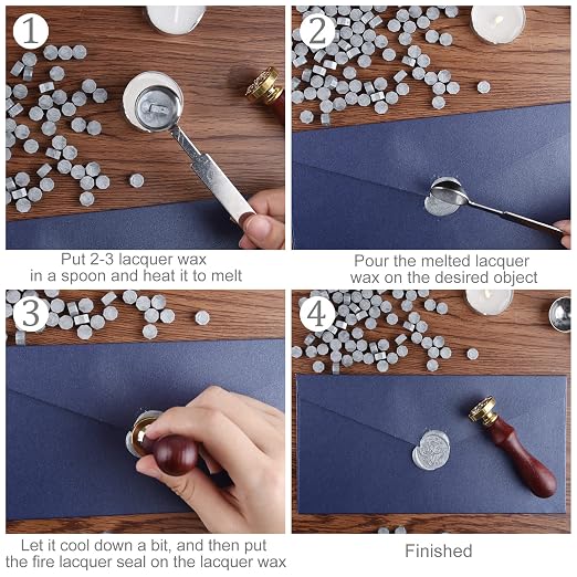 500 Pcs Silver Wax Seal Beads Octagon Sealing Wax Beads - Image 3