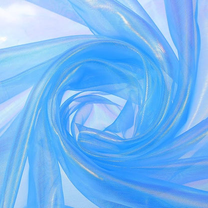 MECCANIXITY Iridescent Sheer Organza Fabric, 2 Yards x 59 Inches Solid Laser by MECCANIXITY