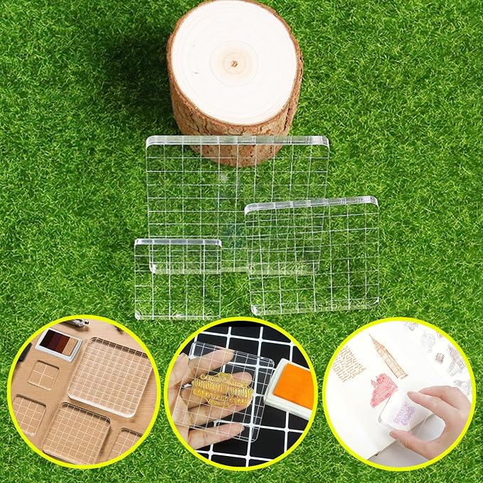 3Pcs Clear Stamp Blocks Set, Square Acrylic Blocks - Image 4
