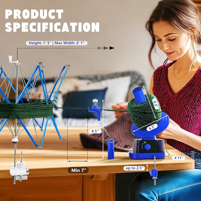 Yarn Winder and Swift, Electric Yarn Ball Winder & Swift Combo - Image 3