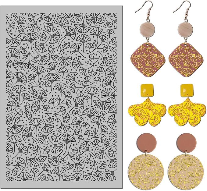 Arbuya Ginkgo Leaves Polymer Clay Texture Mat -Autumn Leaves Texture Sheet by Arbuya