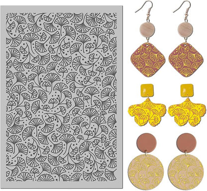 Arbuya Ginkgo Leaves Polymer Clay Texture Mat -Autumn Leaves Texture Sheet by Arbuya