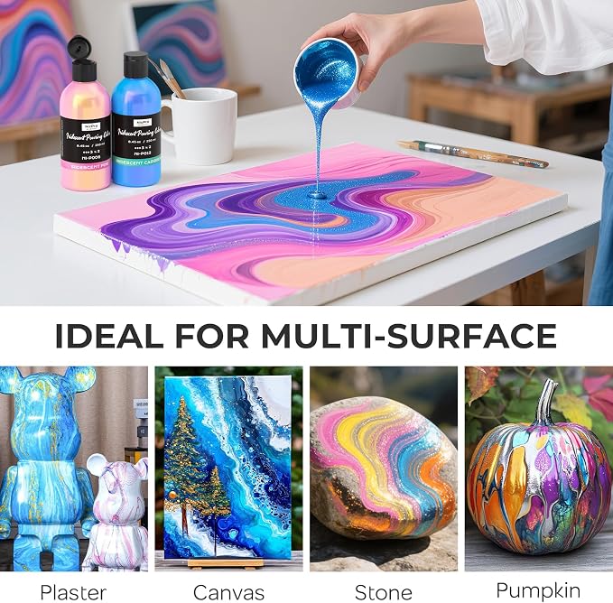 Nicpro 20 Colors Iridescent Metallic Acrylic Pour Paint Supplies Kit, 8.45oz - Image 8
