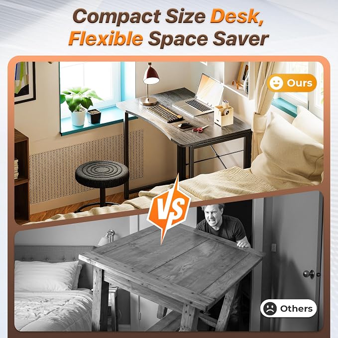 Huuger Folding Desk for Small Spaces, 31.5 Inch Foldable Computer Table - Image 3