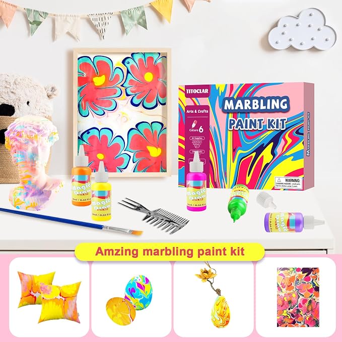 Water Marbling Paint for Kids, Art Supplies for Kids, Arts and Crafts for Girls - Image 6