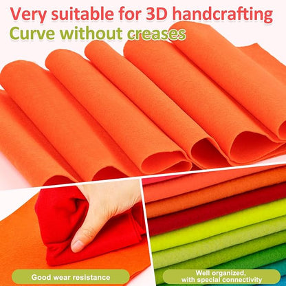 XSEINO 12 Rolls 8"x35" 1.4mm Thick Soft Felt Fabric Sheet 12 Assorted Neon - Image 5