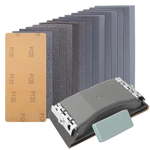KENDO 44pcs Sandpaper Variety Pack Sandpaper 14 Grits Assorted by Kendo