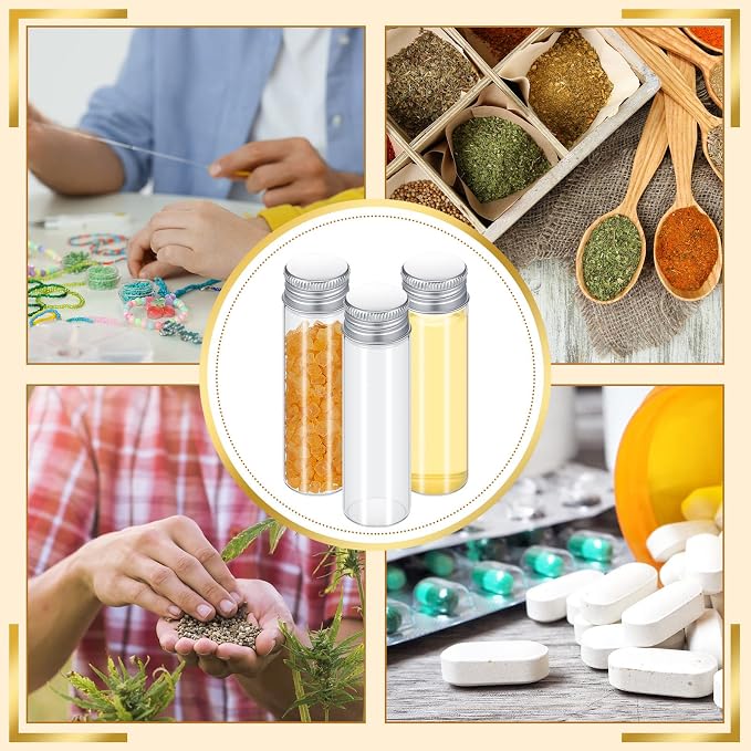 100 Pcs Small Clear Vials Spice Mini Jars - Image 4