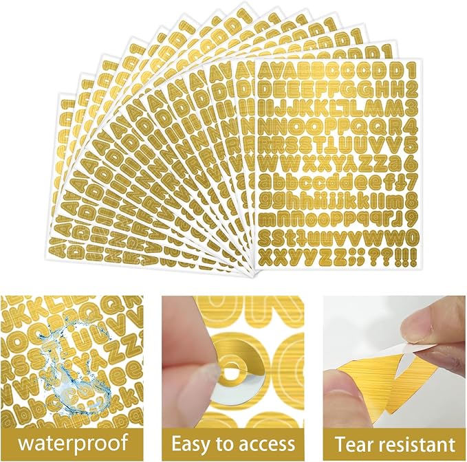 Starboling Letter Stickers, 1/2 inch Gold Alphabet Stickers, Self-Adhesive Vinyl - Image 3