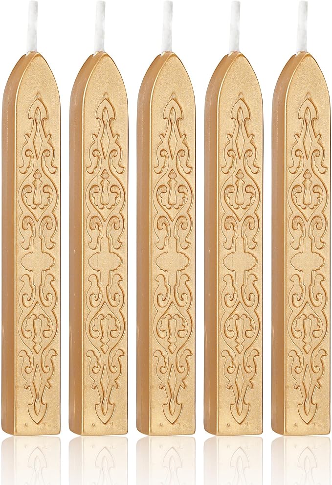 Yoption 5 Pcs Metallic Light Gold Sealing Wax Sticks by Yoption