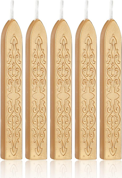 Yoption 5 Pcs Metallic Light Gold Sealing Wax Sticks by Yoption