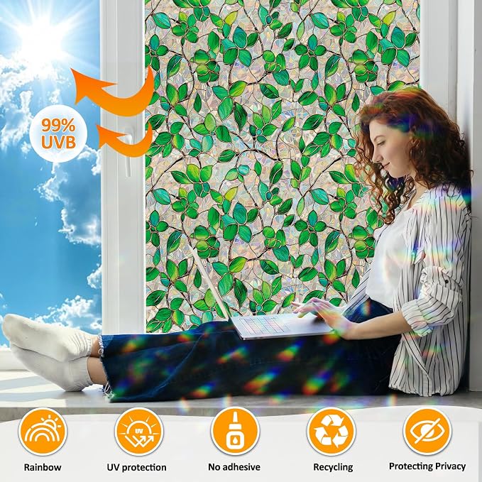 Window Privacy Film Stain Glass Window Film Rainbow Window Film Window clings - Image 3