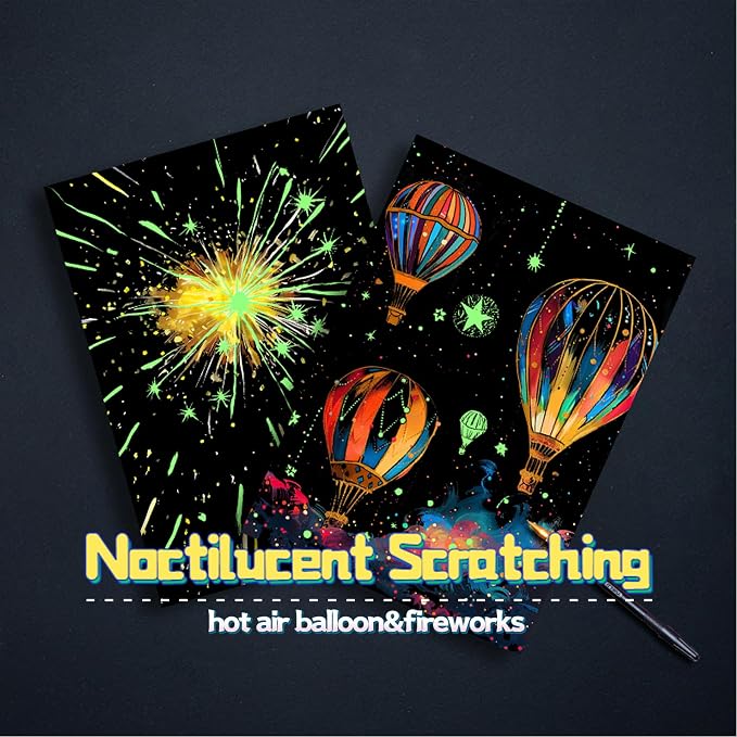 Scratch Paper Art for Adults-Glow in The Dark Scratch Painting Craft Kit|DIY - Image 6