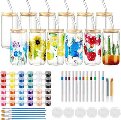 WJXCYGG 6 Sets Paint Your Own Wine Glass Paint Set 6 Wine Glass 2 Glass Paint by Unknown