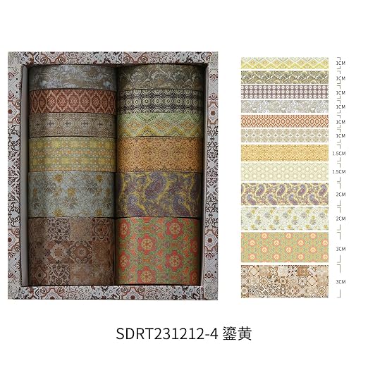 12 Rolls Exotic Charm Washi Tape Set Floral Arts Adhesive Tapes Geometric - Image 7