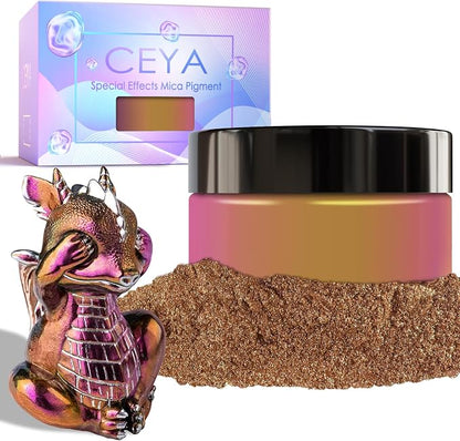 Ceya Chameleon Mica Powder, 1.8oz/ 50g Peach Sunset Chrome Nail Powder by CEYA