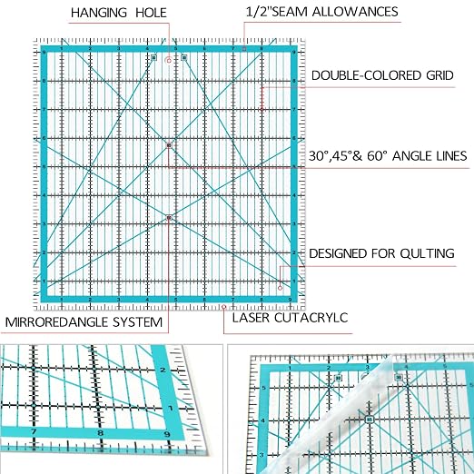 Quilting Rulers, Acrylic Quilt Ruler, 4 Square Fabric Cutting Ruler, Quilting - Image 3