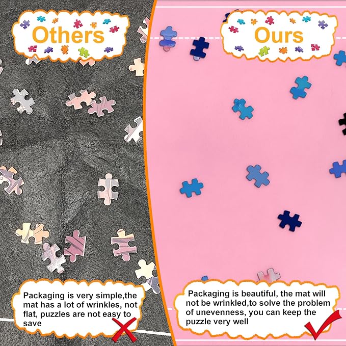 Napzy Puzzle Mat Rollup Puzzles Organizer 1500 1000 500PCS Puzzled Mat Pink Has - Image 5