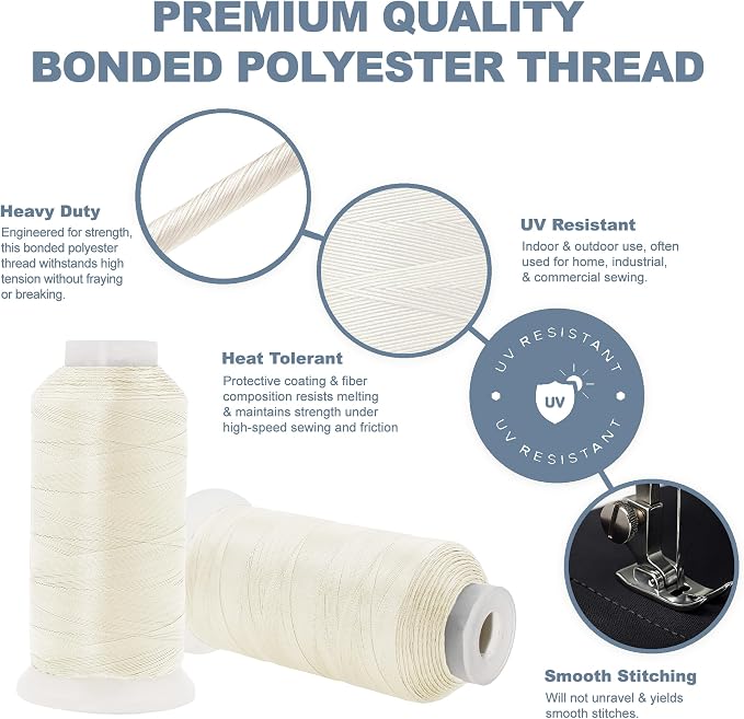 Mandala Crafts Off White Heavy Duty Thread -1500 Yds Tex 90 Thread - Image 3