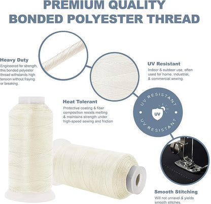 Mandala Crafts Off White Heavy Duty Thread -1500 Yds Tex 90 Thread - Image 3