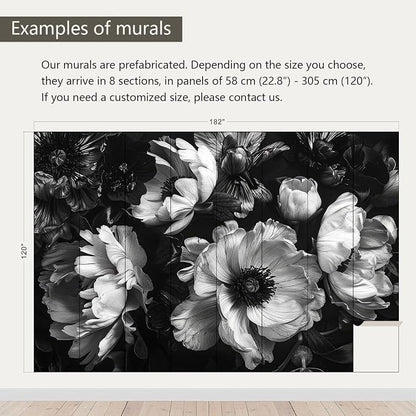 AFZEVEB-Black Peony Floral Wallpaper Vintage Large Flower Wall murals - Image 3