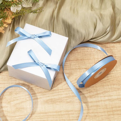 LaRibbons Light Blue Satin Ribbon 3/8 Inch 50 Yards Thin Luxury Double Faced - Image 2